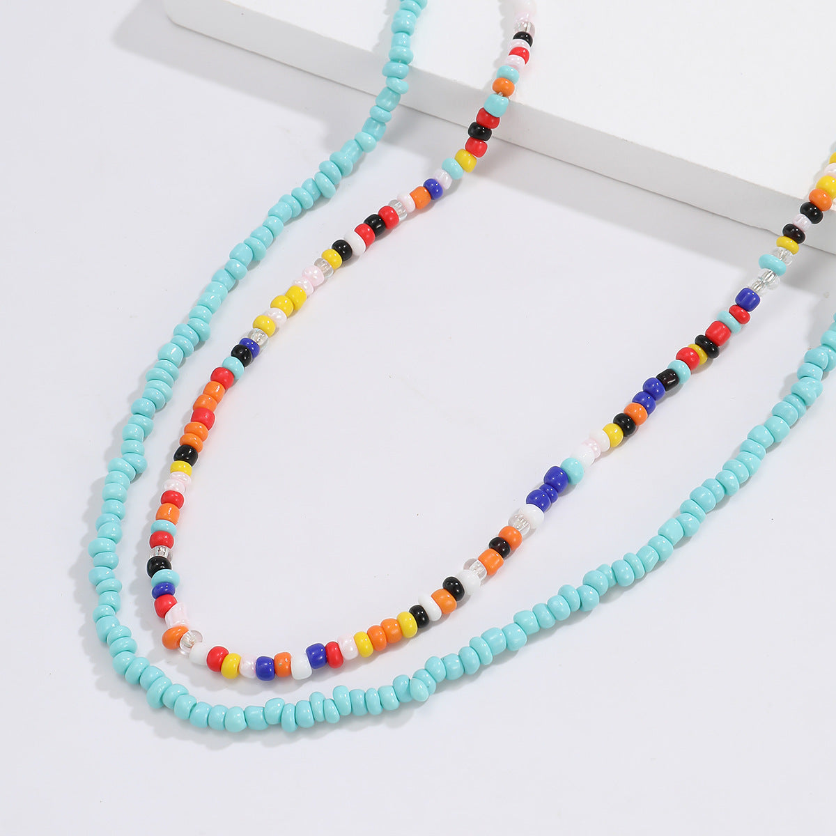 Collar de arroz de color mixto con cuentas hechas a mano al por mayor